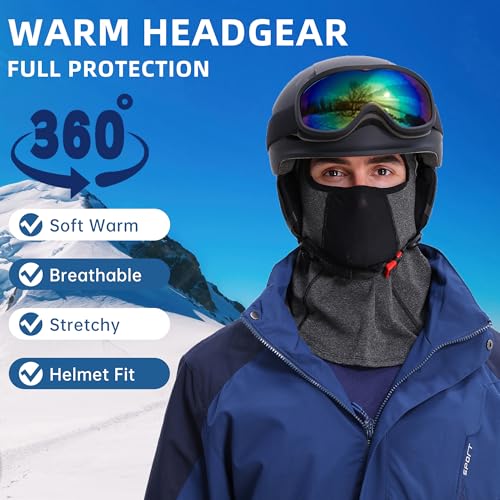 Winter Balaclava Ski Mask for Men Women Thermal Face Mask Breathable Face Cover for Cold Weather Motorcycle Snowboard - color: Glassholes-dark Grey