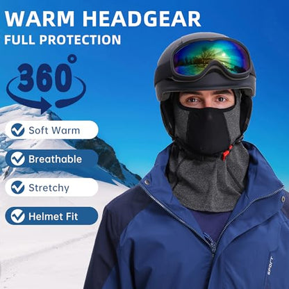 Winter Balaclava Ski Mask for Men Women Thermal Face Mask Breathable Face Cover for Cold Weather Motorcycle Snowboard - color: Glassholes-dark Grey