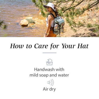 Wallaroo Hat Company Women's Sanitas Ponytail Sun Hat – UPF 50+, Packable Bucket Hat, Chin Strap, Adjustable - color: White/Navy