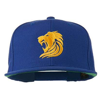 e4Hats.com Gold Lion Embroidered Wool Snapback Cap - color: Royal