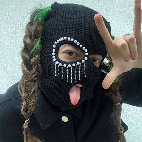 Balaclava Distressed Halloween Funny Balaclava Face Mask Scary Balaclava Hooded Party Hat Knitted Hat Beanies - color: E