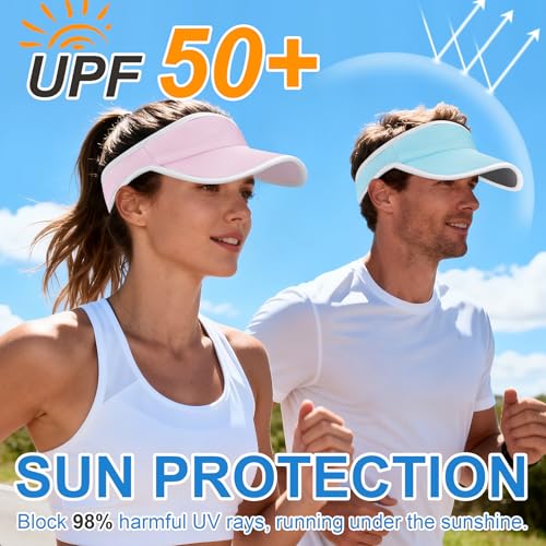 Sports Sun Visor Hat for Women Men, Lightweight Quick-Dry Sun Hat - color: Pink