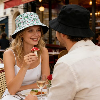 Summer Reversible Bucket Hat - Packable Cute Pineapple Sun Hat for Beach, Golf, Fishing, Travel, Outdoor for Women Men - color: Frog