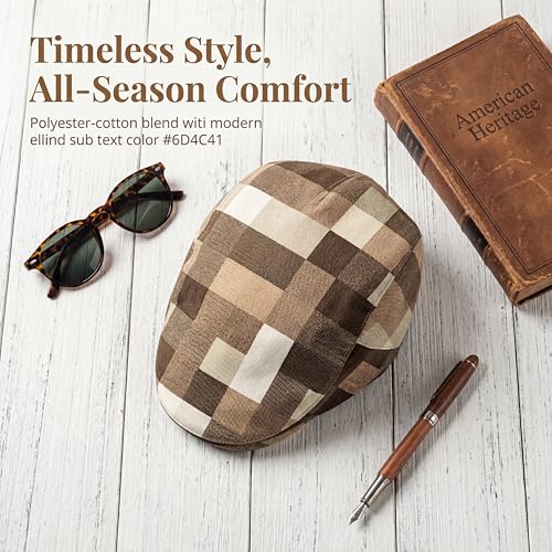 GIBZ Men's Plaid Newsboy Cap Retro Driving Flat Hat Adjustable - color: Green