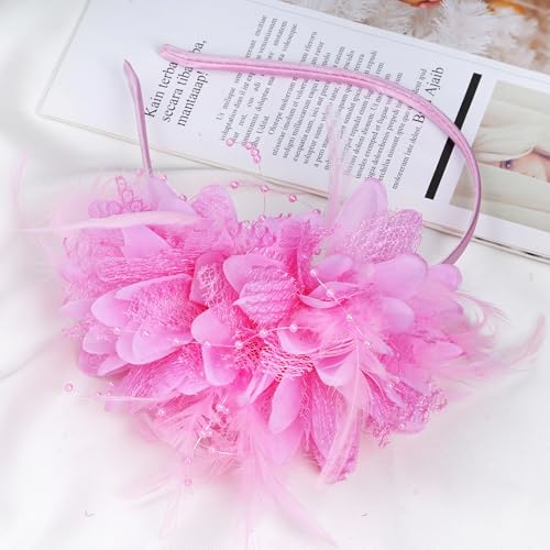Pistha Womens Fascinators Hats Tea Party Hats Headband for Women Dresses - color: Pink