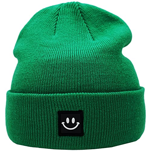55cube Unisex Winter Beanie Hats Warm Thick Knit Cuffed Skullcaps - color: Solid Kelly Green