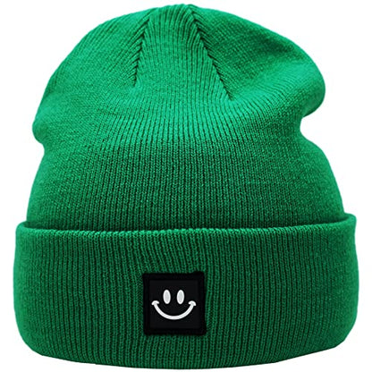 55cube Unisex Winter Beanie Hats Warm Thick Knit Cuffed Skullcaps - color: Solid Kelly Green