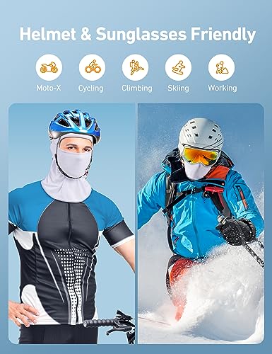 AstroAI Ski Mask Balaclava, Windproof UV Protector Face Cover, White - color: White