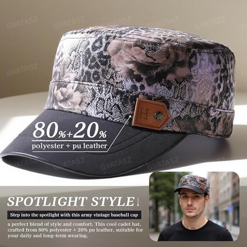 Men's Army Cap Short Brim Cadet Hats Trucker Dad Hat Army Military Flat Top Hats Short Bill Baseball Caps - color: Mg-jm2563-green