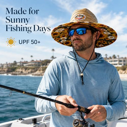 Palmyth Straw Hat for Men & Women Sun Hats, Beach Hat, Fishing Hat UPF 50+ - color: Sunflowerbloom