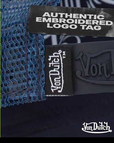 Von Dutch Unisex Trucker Hat, Colorblock, Mesh Back, Curved Bill, Snapback - color: Industrial Blue