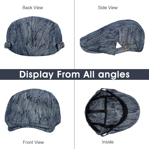 2Pcs Men's Newsboy Cap Cotton Flat Ivy Gatsby Driving Hat - color: Nz1-black+deepblue
