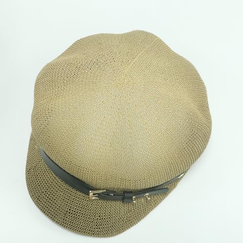 Lightweight Newsboy Cap Beret Breathable Mesh Sun Hat Beach Hats for Women - color: Khaki