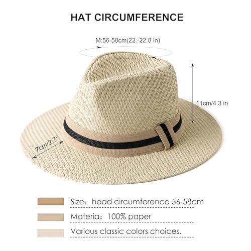 Mens Wide Brim Summer Straw Fedora Beach Sun Hats Panama - color: 2pack Set G