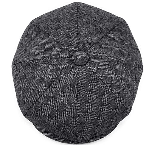 Men's Classic 8 Panel Wool Blend Newsboy Snap Brim Collection Hat - color: Black-nsb3052, size: X-Large