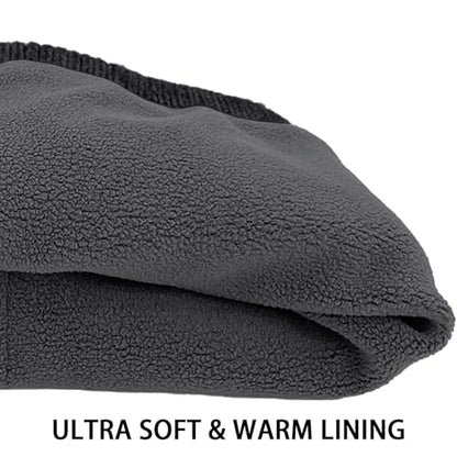 Winter Beanie Hats for Women Men Fleece Slouchy Knit Thick Beanies Warm Thermal Snow Ski Hat Gifts for Cold Weather - color: Black
