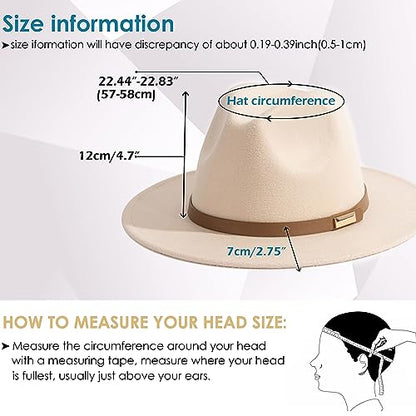 Fedora Hats for Men Wide Brim Panama Hat with Classic Belt - color: Z-beige Belt Beige
