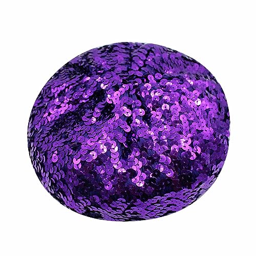 JUMISEE Sparkly Sequin Berets for Women Girls Fashion Beanie Hat Costume Accessories for Festival Party Dance - color: Purple