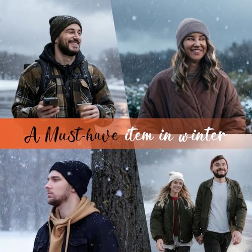 ZH 6 Pack Men's Winter Knit Beanies with Fleece Lining, Warm Stretchy Skull Caps for Cold Weather, Unisex Thermal Hats - color: Navy