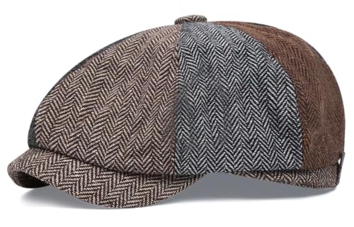 Newsboy Cap for Men 8 Panel Vintage Cabbie News Flat Gatsby Mens Hats Adjustable Linen Mens Hats - color: Multicolored