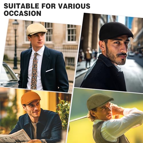 2Pcs Men's Newsboy Cap Cotton Flat Ivy Gatsby Driving Hat - color: 2b3-black+armygreen