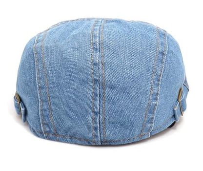 DIYDECAL 2 Pack Denim Mens Newsboy Flat Caps Ivy Gatsby Golf Hunting Cabbie Beret Hats