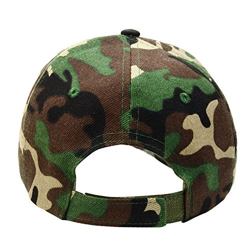 Falari Wholesale Bulk Lot 12-Pack Baseball Cap Adjustable Size Plain Blank Solid Color - color: Camouflage - Woodland