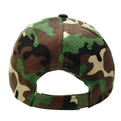Falari Wholesale Bulk Lot 12-Pack Baseball Cap Adjustable Size Plain Blank Solid Color - color: Camouflage - Woodland