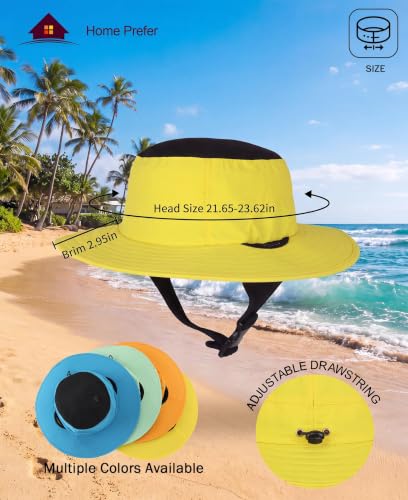 Home Prefer Surf Bucket Hat with Chin Straps Snorkel Hole for Men Women - color: Bright Yellow