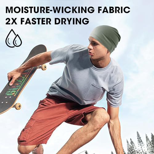 WTACTFUL Cooling Breathable Skull Cap Men Women, Sweat Wicking 1-2-4 Pack - color: 1 Piece - Deep Green