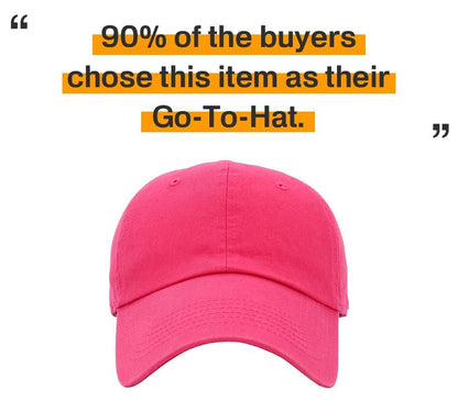 KBETHOS Classic Unisex Cotton Adjustable Low Crown Baseball Cap – Plain Dad Hat - color: Hot Pink