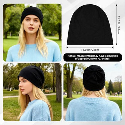 Women's Slouchy Beanie Hat Chemo Caps Cancer Headwear Hats Turban Baggy Sleeping Cap Boho Hats - color: 2pcs Black Gray