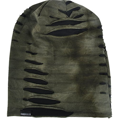 Men's Chic Striped Thin Baggy Slouch Summer Beanie Skull Cap Hat - color: 9a-green