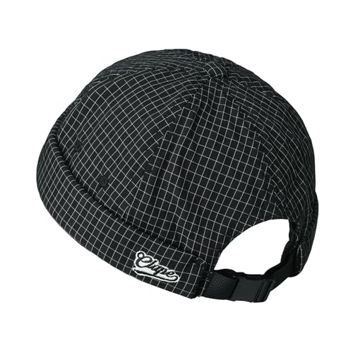 Croogo Checked Brimless Hat Lightweight Quick Dry Docker Cap for Men - color: Black