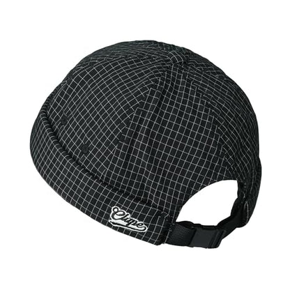Croogo Checked Brimless Hat Lightweight Quick Dry Docker Cap for Men - color: Black