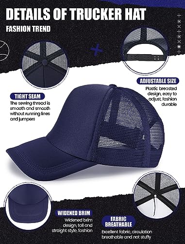 Tarpop 10 Pcs Sublimation Blank Trucker Hats Bulk - color: Navy