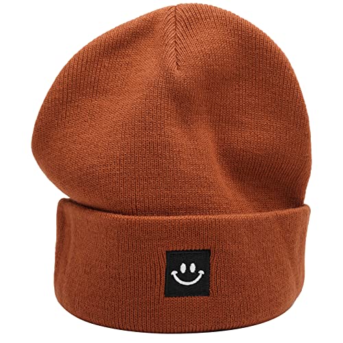 55cube Unisex Winter Beanie Hats Warm Thick Knit Cuffed Skullcaps - color: Caramel