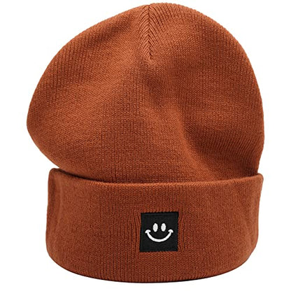 55cube Unisex Winter Beanie Hats Warm Thick Knit Cuffed Skullcaps - color: Caramel