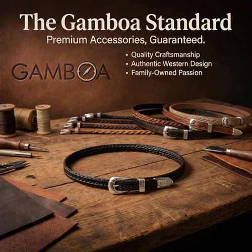 Gamboa Horsehair Hat Band for Cowboy Hats - color: Black and Metal