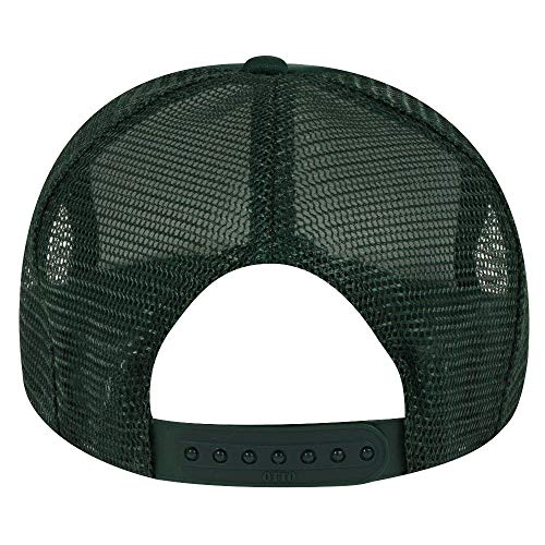 OTTO Polyester Foam Front Youth 5 Panel High Crown Trucker Hat - color: Dk. Green