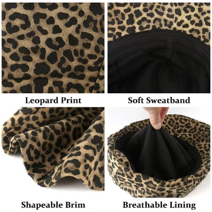 Stylish Newsboy Cap Soft Foldable Flat Cap for Big Heads - color: Khaki Leopard