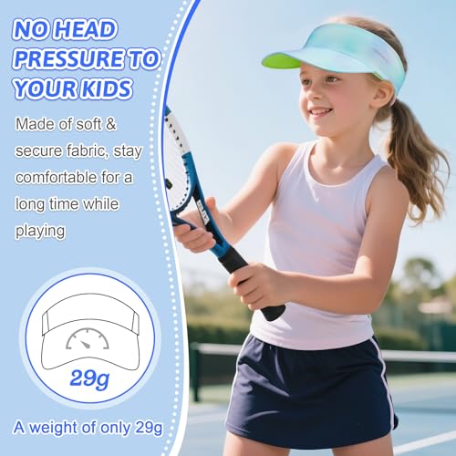Kids Sun Visor Hats for Girls Boys, Packable Cooling Stretchy Visor - color: Light Blue