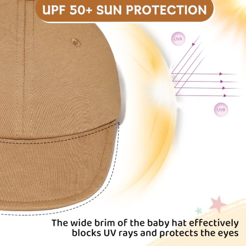 Durio Baby Baseball Cap UPF 50+ Infant Sun Hat Elastic Back 0-12 Months - color: Brown, size: 6-12 Months