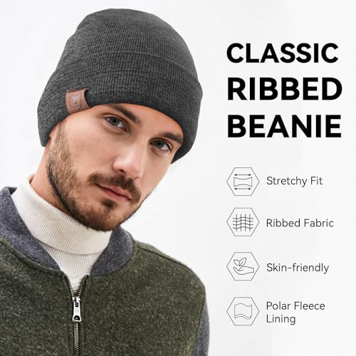 OZERO Mens Winter Hat, Fleece Lined Cuffed Beanie for Men and Women - color: Gray
