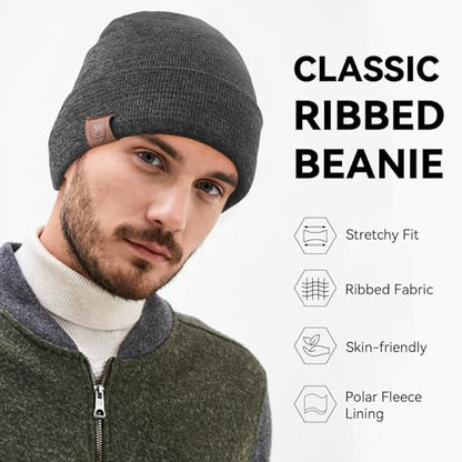 OZERO Mens Winter Hat, Fleece Lined Cuffed Beanie for Men and Women - color: Gray