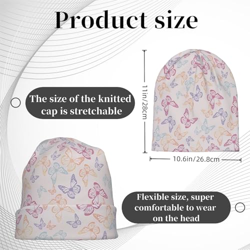 Unisex Stretch Knit Beanie Hat - color: Retro Butterfly