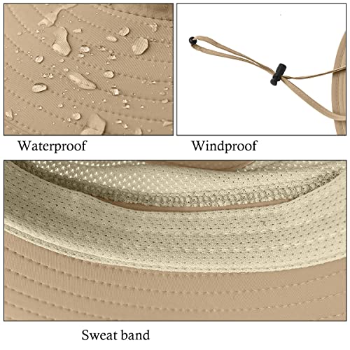 3 Pack Mens UPF 50+ Wide Brim Sun Hat with Neck Flap for Fishing Hiking Garden - color: 3 Pack Dark Grey＆light Grey＆khaki