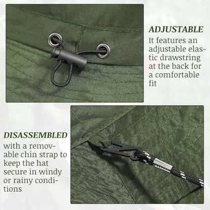 Unisex Waterproof Foldable Bucket Hat Packable Sun Cap for Hiking - color: Army Green
