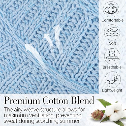 Breathable Cotton Bucket Hat Lightweight Packable Cloche Hat Sun Beach Cap - color: Blue