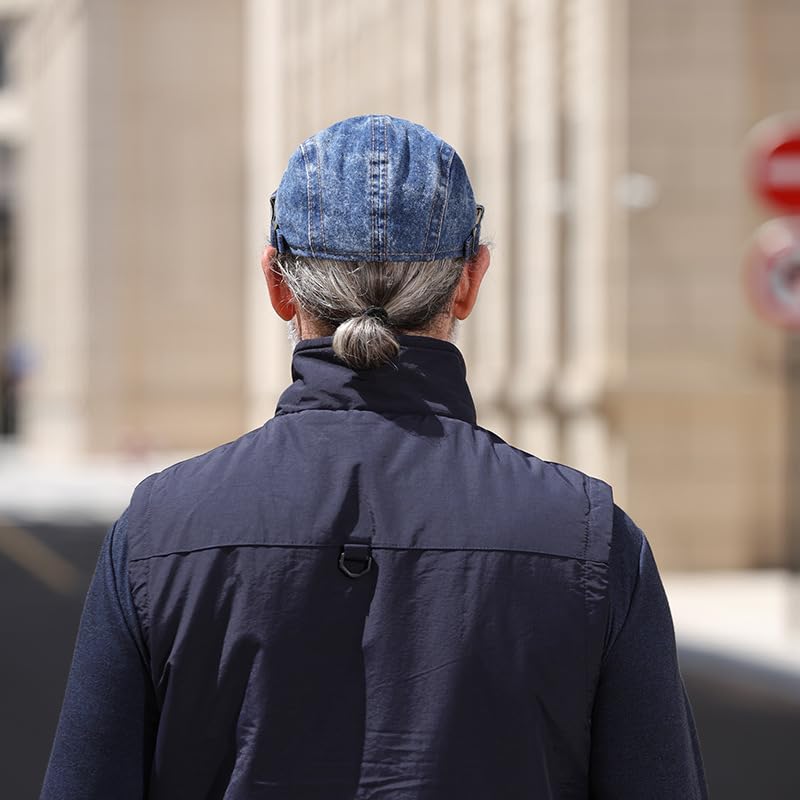 Newsboy Hats Flat Ivy Gatsby Cabbie Driving Denim Berets Cap for Men Women - color: Dark Blue